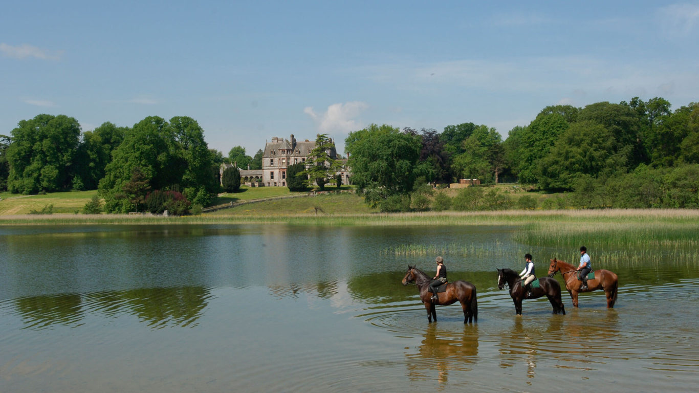 iconic-castle-with-horses-in-lake